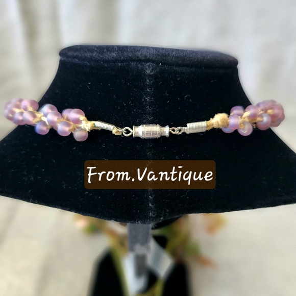 🟣 Vintage Purple Beaded Necklace w/ Screw Claps ⛓️ - Picture 3 of 4